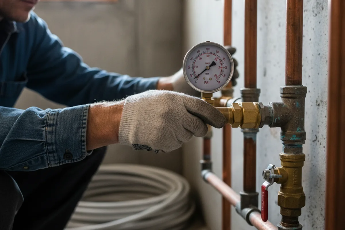 Pressure testing a repaired line during Water Line Repair in Winter Haven